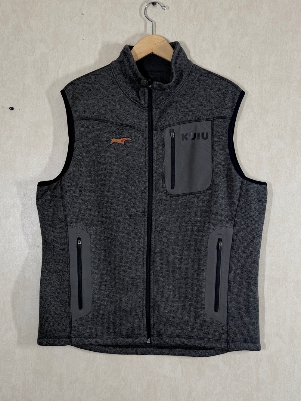Kuiu Men’s Base Camp High Loft Sweater Fleeve Vest Full Zip in Gray XL